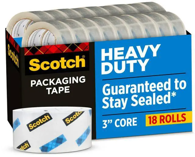 Main image of Heavy Duty Shipping Packing Tape, Clear, Shipping and Packaging Supplies, 1.88 in. x 54.6 yd., 18 Tape Rolls