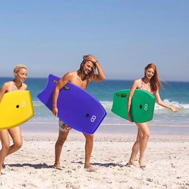 Alt view image 5 of 5 - Bodyboard 33-inch/37-inch/42-inch Premium IXPE Body Board with Coiled Wrist Leash, Super Lightweight EPS Core and HDPE Slick Bottom, Perfect Surfing for Kids Teens and Adults