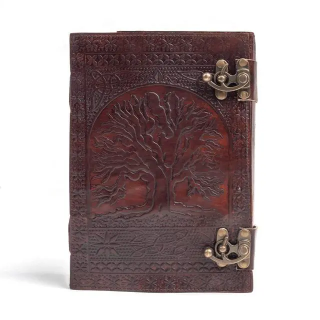 Alt view image 2 of 7 - 600 Pages Handmade Large Leather Journal Diary Embossed Tree of Life Book Of Shadows Notebook Writing Seven Chakra Grimoire Sketchbook 7 x 10 Leather Bound (Brown)