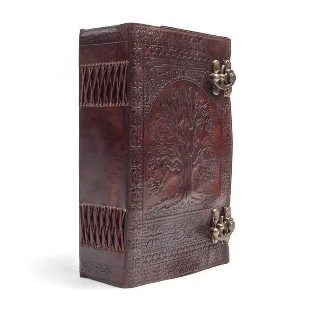 Alt view image 5 of 7 - 600 Pages Handmade Large Leather Journal Diary Embossed Tree of Life Book Of Shadows Notebook Writing Seven Chakra Grimoire Sketchbook 7 x 10 Leather Bound (Brown)