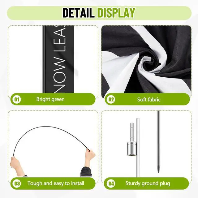 Alt view image 4 of 6 - 1 Set Now Leasing Feather Flag Pole Kit Now Leasing Sign Banner 15ft Pole, 12ft x 2.5ft Flag with Rotating Ground Spike for Business Advertising, Real Estate Advertising (Black)