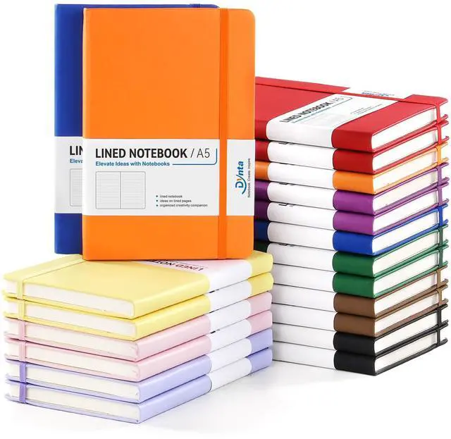 Main image of 20 Pack Hardcover Leather Journal Notebooks, A5 College Ruled, 200 Pages/100 Sheets, 5.8 x 8.4 inch, 10 Colors, Bulk for Business/Office/Work