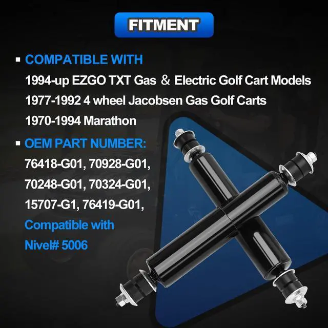 Alt view image 2 of 7 - 4PCS Front and Rear Shock Absorbers Compatible with EZGO TXT Golf Cart 1994-Up Gas & Electric Models Replace# 76418-01, 70928-G01