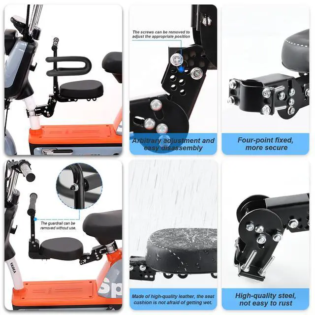 Alt view image 2 of 7 - Rear Child Bike Seat, Width Adjustable Toddler & Baby Bike Seat for Adult Bike, Bike Chair for Bicycle, Kids Seat Fits Children 2~6 Years, Supports Up to 55 lbs