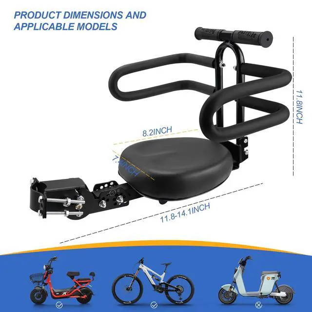 Alt view image 3 of 7 - Rear Child Bike Seat, Width Adjustable Toddler & Baby Bike Seat for Adult Bike, Bike Chair for Bicycle, Kids Seat Fits Children 2~6 Years, Supports Up to 55 lbs