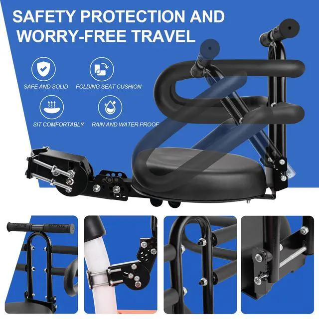 Alt view image 4 of 7 - Rear Child Bike Seat, Width Adjustable Toddler & Baby Bike Seat for Adult Bike, Bike Chair for Bicycle, Kids Seat Fits Children 2~6 Years, Supports Up to 55 lbs