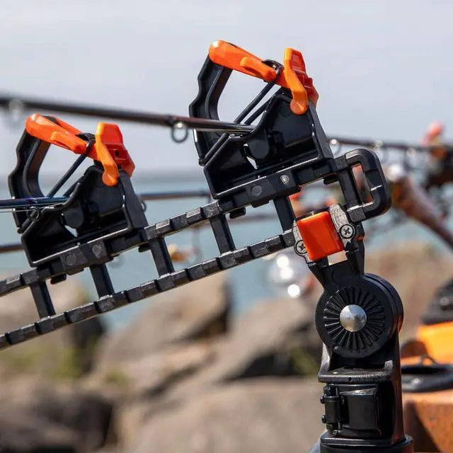Alt view image 6 of 7 - SideStage Pro Rod Rack - Set of 2 with Style Options | Horizontal Fishing Rod Holder & Stager | Includes ClickTrac Rails & FlipGrips | Made in USA