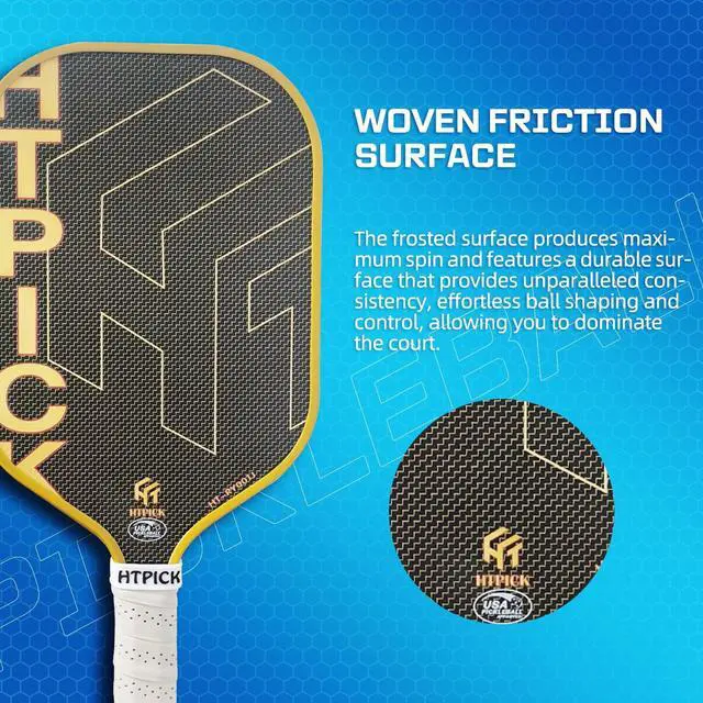 Alt view image 5 of 7 - Pickleball Paddles, Carbon Fiber Pickleball Paddle High Grit & Spin with PP Honeycomb Core 16mm Thickness and Thermoformed Elongated Shape, Increased Power for Ultimate Spin & Consistency