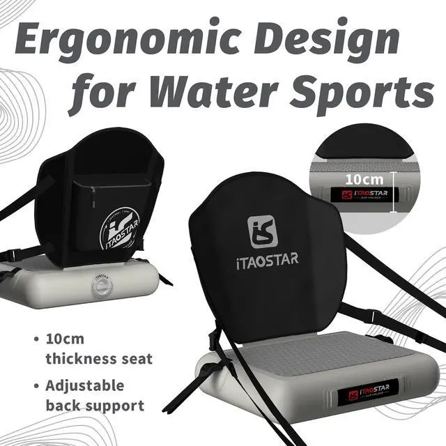 Alt view image 2 of 6 - Inflatable SUP Seat with Backrest Comfortable Paddle Board Chair for Kayak, Surfboard & Boat, Lightweight Blow-Up Seat for All Genders, Versatile SUP Accessory for All-Day Paddling