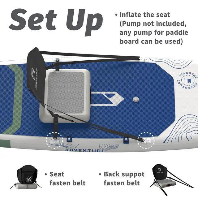 Alt view image 4 of 6 - Inflatable SUP Seat with Backrest Comfortable Paddle Board Chair for Kayak, Surfboard & Boat, Lightweight Blow-Up Seat for All Genders, Versatile SUP Accessory for All-Day Paddling
