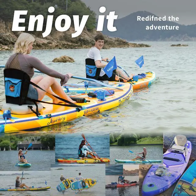 Alt view image 6 of 6 - Inflatable SUP Seat with Backrest Comfortable Paddle Board Chair for Kayak, Surfboard & Boat, Lightweight Blow-Up Seat for All Genders, Versatile SUP Accessory for All-Day Paddling