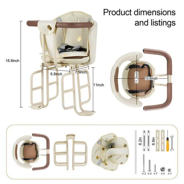 Alt view image 5 of 7 - Rear Child Bike Seat, Rear Kid Bike Seat, Toddler Bike Seat for Adult Bikes for Baby Ages 6 Months to 6 Years
