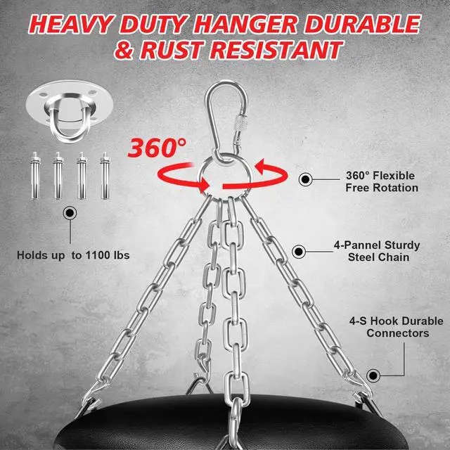 Alt view image 5 of 7 - Filled Punching Bag for Adults, 4FT PU Leather Hanging Boxing Bag with 11lb Sponge Filler & 12OZ Boxing Gloves, Heavy Kicking Bag Boxing Equipment for MMA Training Karate Kickboxing