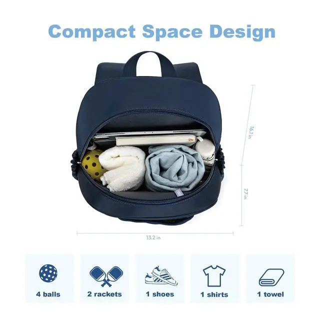 Alt view image 2 of 7 - Pickleball Bag, Quilted Pickleball Backpack with Shoe Compartment & Waterproof Pocket, Pickle Ball Paddle Bag Fits 2 to 4 Paddles for Women and Men