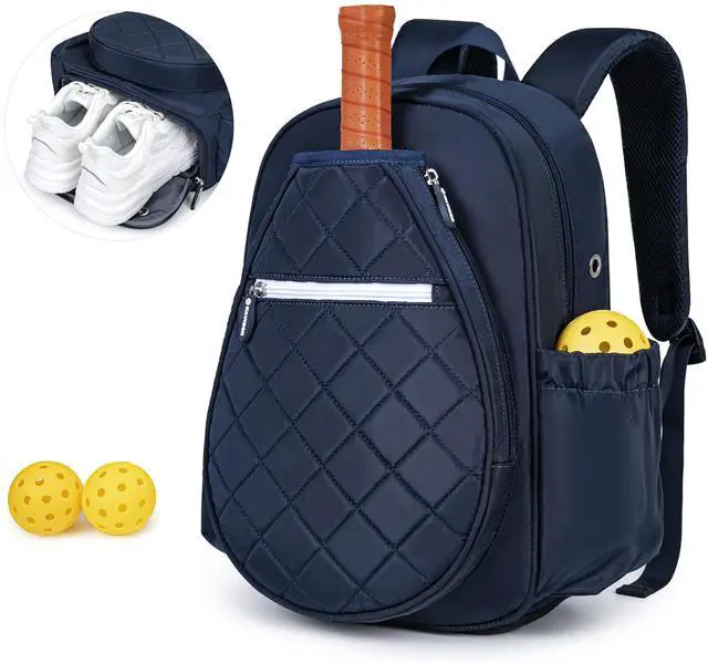 Main image of Pickleball Bag, Quilted Pickleball Backpack with Shoe Compartment & Waterproof Pocket, Pickle Ball Paddle Bag Fits 2 to 4 Paddles for Women and Men