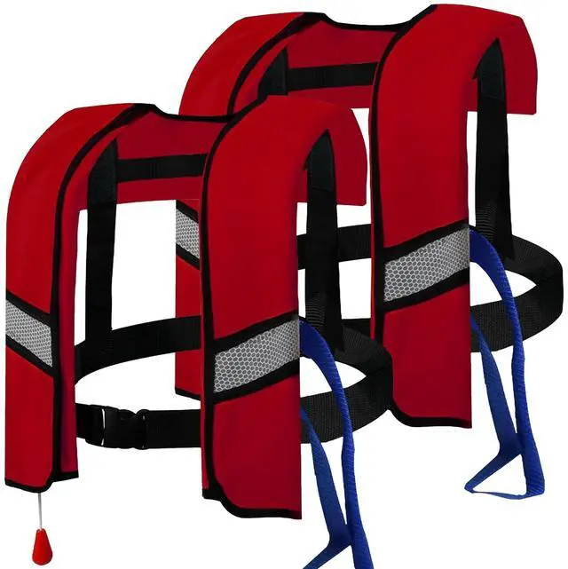 Main image of 2-Pcs Automatic Inflatable Life Jacket,Adjustable Nylon Swim Vest with CO2 Inflation, Reflective Strips & Safety Buckle,Gas Cylinders Not Included