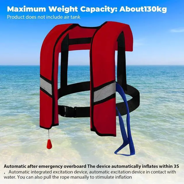 Alt view image 2 of 7 - 2-Pcs Automatic Inflatable Life Jacket,Adjustable Nylon Swim Vest with CO2 Inflation, Reflective Strips & Safety Buckle,Gas Cylinders Not Included