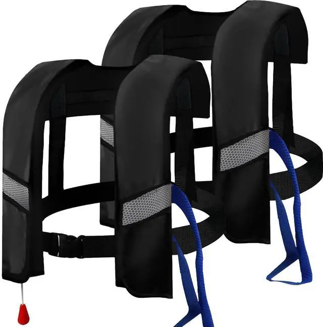 Main image of 2-Pcs Automatic Inflatable Life Jacket,Adjustable Nylon Swim Vest with CO2 Inflation, Reflective Strips & Safety Buckle,Gas Cylinders Not Included