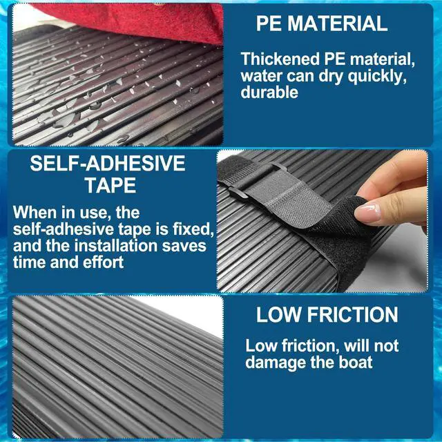 Alt view image 6 of 7 - PE Waterproof Bunk Wrap Kit 16/24ft Roll 1.5 x 4/6in, Boat Trailer Bunk Carpet with Screw & Strap, Bunk Wrap for Boat Trailers Replacement Synthetic Bunk Cover for Loading & Unloading Boats