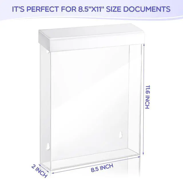 Alt view image 2 of 6 - 4 Pcs Outdoor Brochure Holder 8.5 x 11 Inch Waterproof Acrylic Wall Mount Literature Box Dispenser with Lid, Clear Real Estate Brochure Box Holder for Document Pamphlet Display (White)