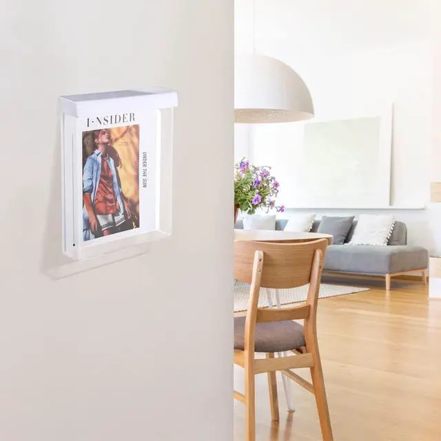 Alt view image 6 of 6 - 4 Pcs Outdoor Brochure Holder 8.5 x 11 Inch Waterproof Acrylic Wall Mount Literature Box Dispenser with Lid, Clear Real Estate Brochure Box Holder for Document Pamphlet Display (White)