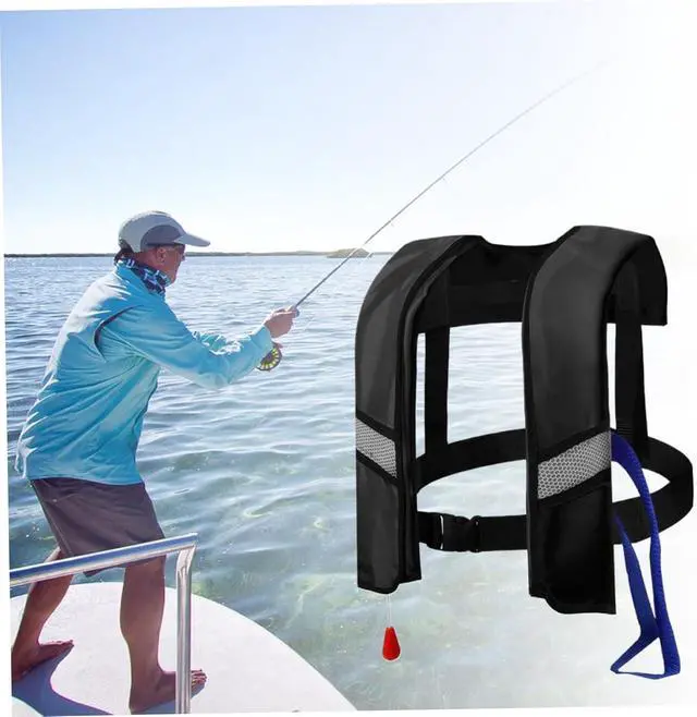 Alt view image 3 of 7 - 2-Pcs Automatic Inflatable Life Jacket,Adjustable Nylon Swim Vest with CO2 Inflation, Reflective Strips & Safety Buckle,Gas Cylinders Not Included