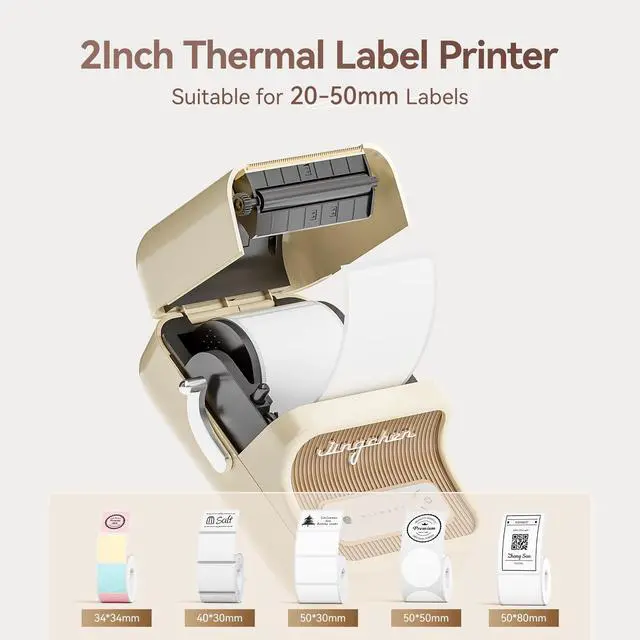 Alt view image 3 of 7 - B21 Label Maker Machine with Tape, 2Inch Portable Labeler, White | Thermal Sticker Printer for Gift Jar Candle Address Labels for Home Office Business Organization, Supports Mobile & PC