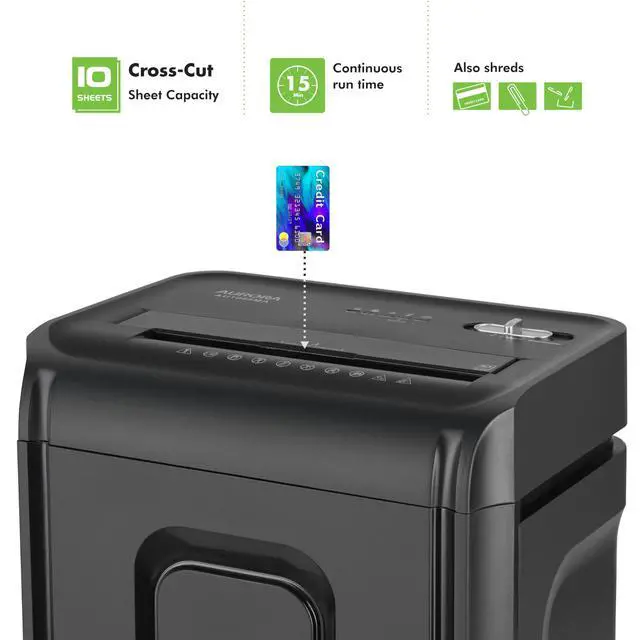 Alt view image 2 of 7 - AU1035XA 10-Sheet Crosscut Paper/Credit Card Shredder with 4-Gallon Pullout Wastebasket