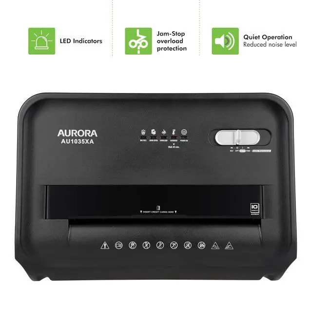Alt view image 5 of 7 - AU1035XA 10-Sheet Crosscut Paper/Credit Card Shredder with 4-Gallon Pullout Wastebasket