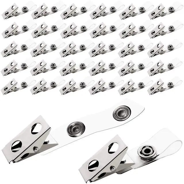 Main image of 1000 Pcs Metal Badge Clips with Clear PVC Straps Double Hole ID Badge Clips for ID Cards and Badge Holders Name Tags Work Office Supplies (1000)