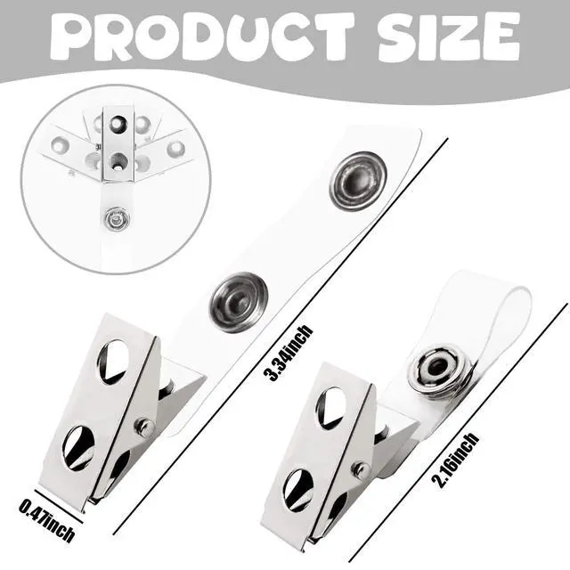 Alt view image 2 of 7 - 1000 Pcs Metal Badge Clips with Clear PVC Straps Double Hole ID Badge Clips for ID Cards and Badge Holders Name Tags Work Office Supplies (1000)