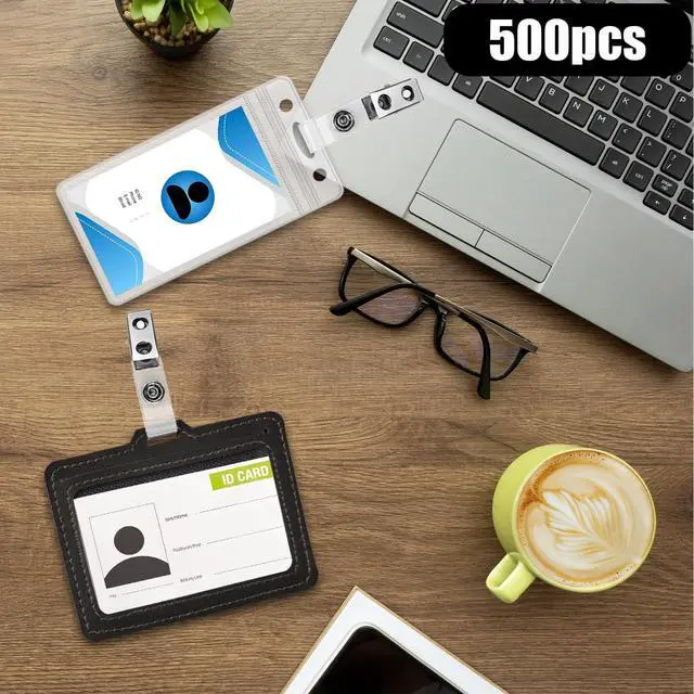 Alt view image 5 of 7 - 1000 Pcs Metal Badge Clips with Clear PVC Straps Double Hole ID Badge Clips for ID Cards and Badge Holders Name Tags Work Office Supplies (1000)