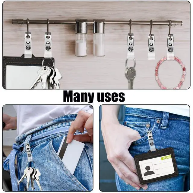 Alt view image 7 of 7 - 1000 Pcs Metal Badge Clips with Clear PVC Straps Double Hole ID Badge Clips for ID Cards and Badge Holders Name Tags Work Office Supplies (1000)
