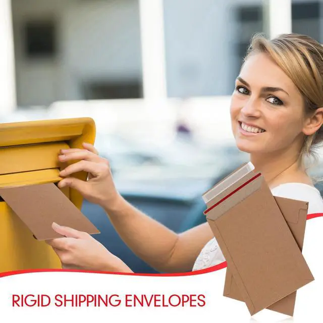 Alt view image 6 of 7 - 400 Pieces 6x8 Rigid Photo Mailers, 350gsm Keep Flat Cardboard Shipping Envelopes with Self Adhesive for Photos, Documents, Prints, CDs, Small Business Mailing