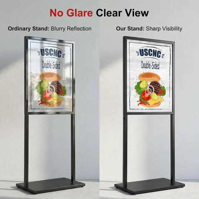 Alt view image 4 of 7 - Black 22×28inch Sign holder floor stand, heavy Duty Pedestal poster banner stand for display,22×28inch slide-in double sided poster sign holder floor standing for board Display (1 Pack)