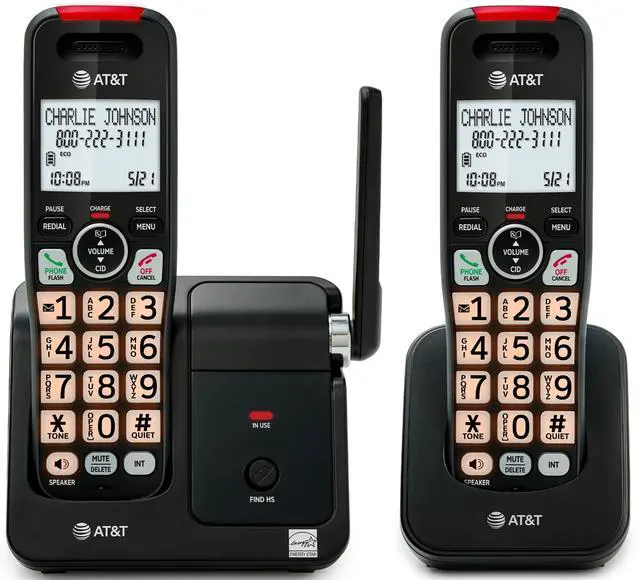 Main image of EL2131-21 2-Handset DECT 6.0 Cordless Phone with Call Blocker (50 Numbers), Caller ID, Speakerphone, Backlit Display & Keypad - Black