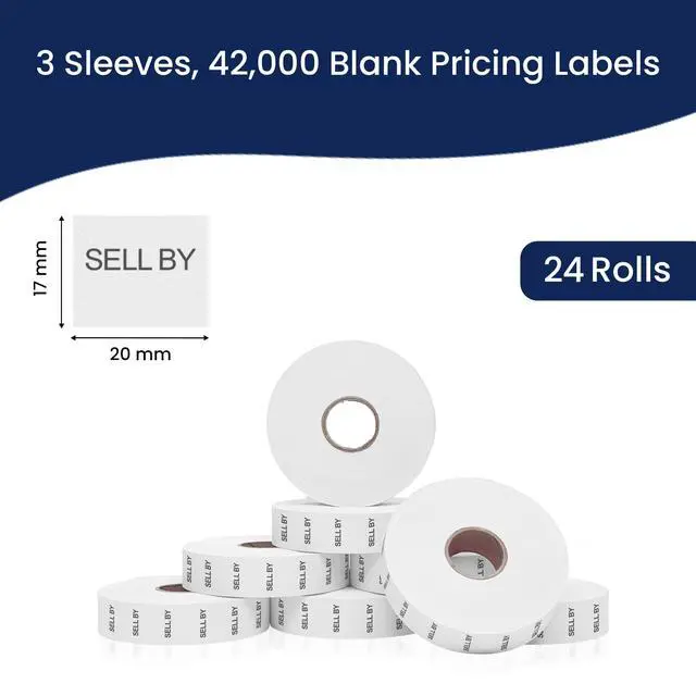 Alt view image 3 of 7 - Pricing Labels for Monarch 1136 Sell BY - 42,000 Labels w/ 24 Rolls Value Pack, 3 Sleeves - Made in USA
