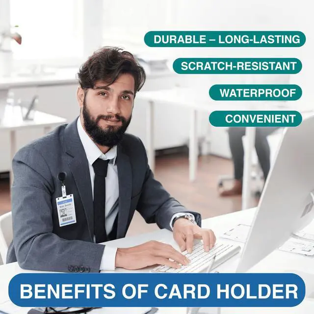 Alt view image 5 of 7 - 50 Pack Frosted Clear Vertical Hard Plastic ID Card Holders- Rigid Plastic ID Card Protector Case W/Thumb Notch and Slot & Chain Holes for School Nurse Staff (50)