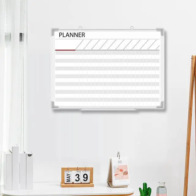 Alt view image 3 of 6 - Aluminum Frame Dry Erase Board with Lines, Double Sided Wall-Mounted Whiteboard for Scheduling, to Do Lists & Weekly Planning, Reusable Calendar for Home & Work(Make Ready Board,18"x24")