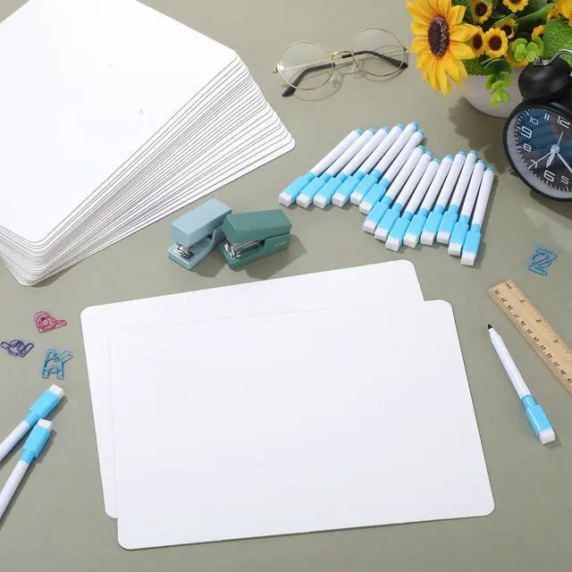 Alt view image 7 of 7 - 80 Pcs Dry Erase Lapboard Set with Markers Dry Erase Boards Classroom Pack Small White Board 9"X12" Mini Double Sided Whiteboard Set Lapboards for School Supplies
