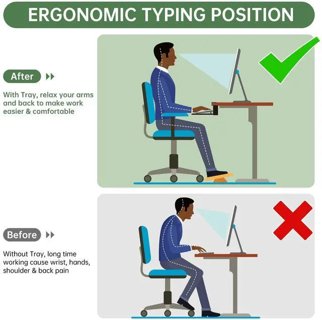 Alt view image 7 of 7 - Extra Large Keyboard Tray Under Desk - Slide Out with Sturdy C-Clip Mount System, 31.5" (35.8" Including Clamps) x 11.8" Put-Out Keyboard Tray Computer Drawer for Ergonomic Typing, White