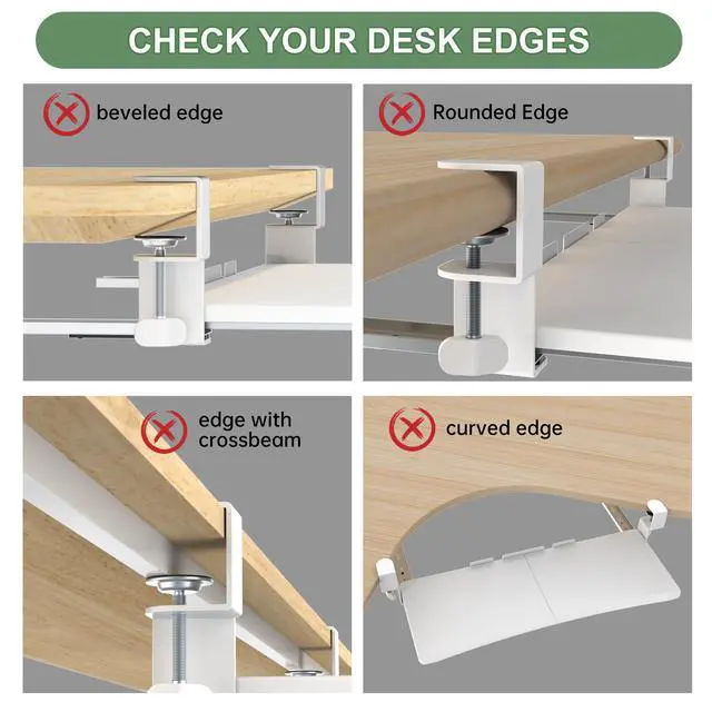Alt view image 6 of 7 - Extra Large Keyboard Tray Under Desk - Slide Out with Sturdy C-Clip Mount System, 31.5" (35.8" Including Clamps) x 11.8" Put-Out Keyboard Tray Computer Drawer for Ergonomic Typing, White
