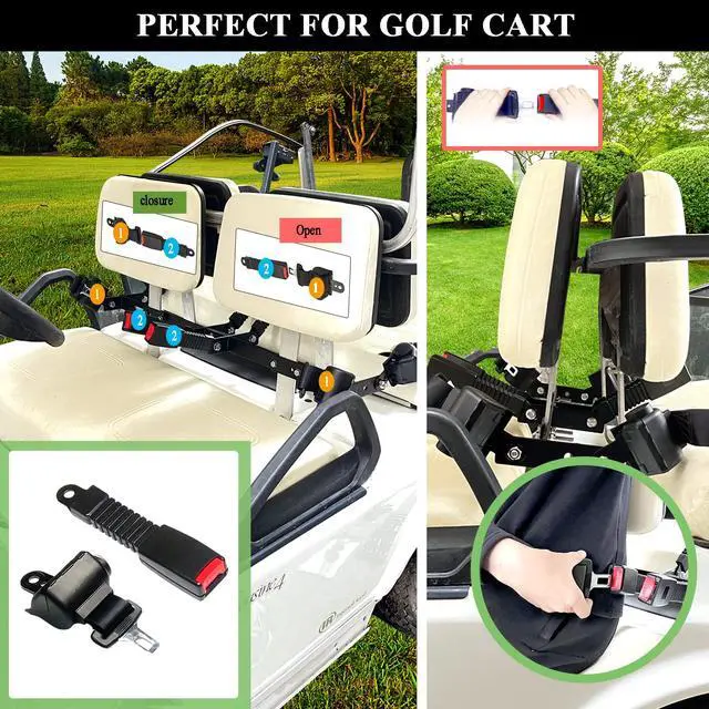 Alt view image 2 of 7 - Golf Cart Retractable 42" Seat Belts with Belt Bracket Kit for Yamaha Club Car DS Precedent EZGO TXT RXV