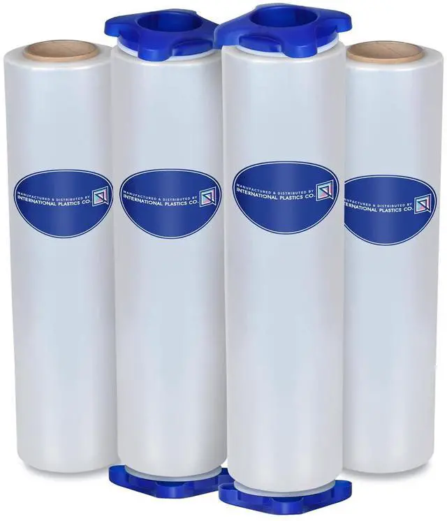 Main image of 80 Gauge 17" Plastic Stretch Film/Wrap with Tension Handles 1200ft 500% Stretch Clear Durable Adhering Packing Moving Packaging Heavy Duty Shrink