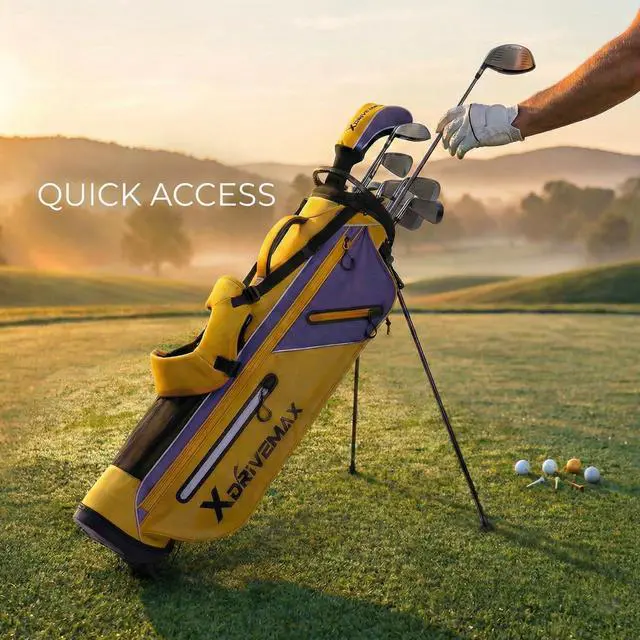 Alt view image 3 of 7 - Golf Stand Bag, Ultra Lightweight Compact Design for Walking Rounds, Easy-Carry Slim 4-Way Top for Multiple Pieces, for Par 3 & Practice