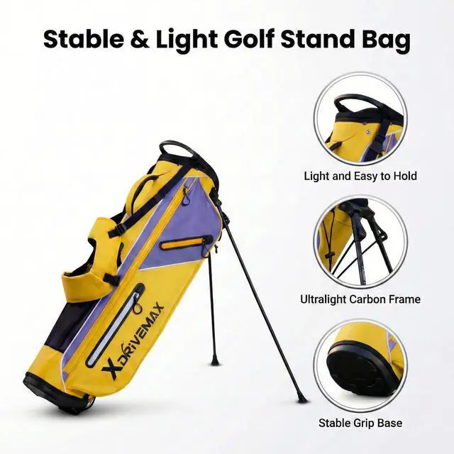 Alt view image 7 of 7 - Golf Stand Bag, Ultra Lightweight Compact Design for Walking Rounds, Easy-Carry Slim 4-Way Top for Multiple Pieces, for Par 3 & Practice