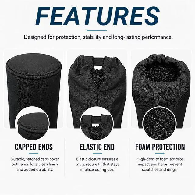 Alt view image 2 of 7 - Mad Dog Boat Trailer Guide Pole Pad and Cover with Capped Ends | 60 Inch | Black | Heavy Duty UV Fade Proof Canvas | Set of Two