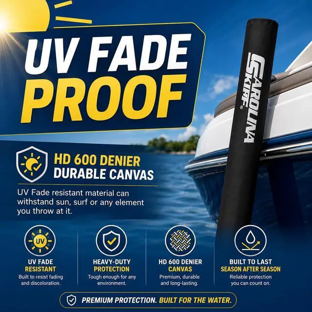 Alt view image 6 of 7 - Mad Dog Boat Trailer Guide Pole Pad and Cover with Capped Ends | 60 Inch | Black | Heavy Duty UV Fade Proof Canvas | Set of Two