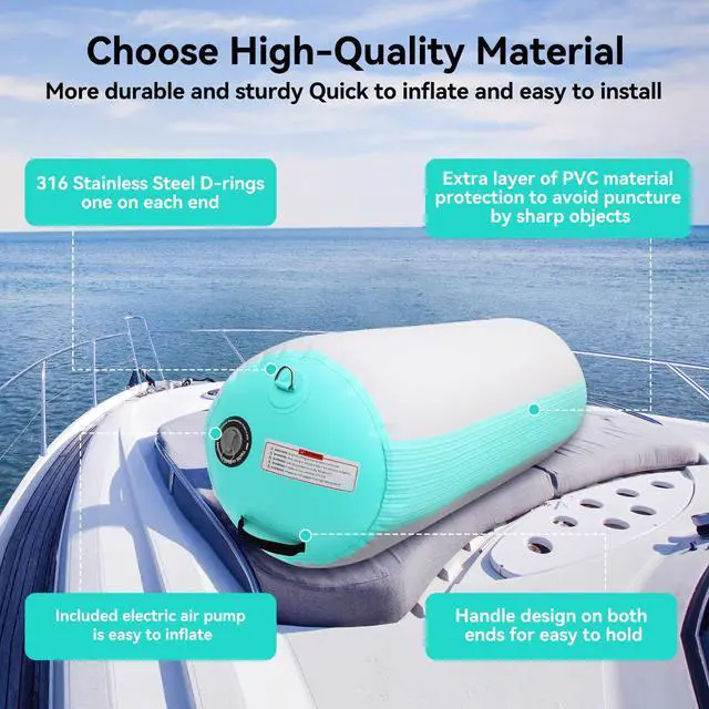 Alt view image 4 of 7 - Inflatable Boat Fender Boat Bumper, 10FT/6FT/5FT Boat Bumper for Docking with 600W Electric Pump, PVC Dock Bumper for Tying up Fishing Boats, Jet Skis, Yachts, Pontoon Boat