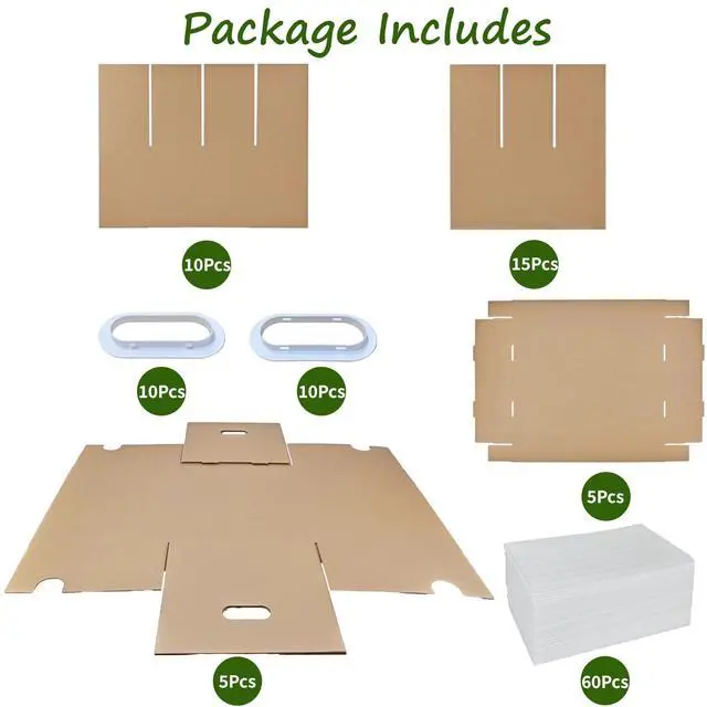 Alt view image 3 of 7 - 5 Sets Moving Boxes with Divider Kits, 16 x 13 x 13 Inch Box with Lid for Glassware Wine Packing Kitchen Moving Box Corrugate Dividers with 60 Pcs Foam Pouches